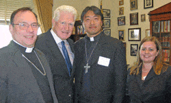 (left to right) Bishop Graham; Northern Virginia Rep. Jim Moran (D); the Rev. Jotham Johann, member of LIRS Board of Directors; and Nora Skelly, LIRS staff