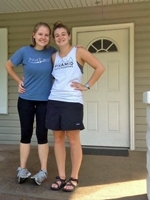 Tallman (left) and her roommate Ginny Lefler on move-in day